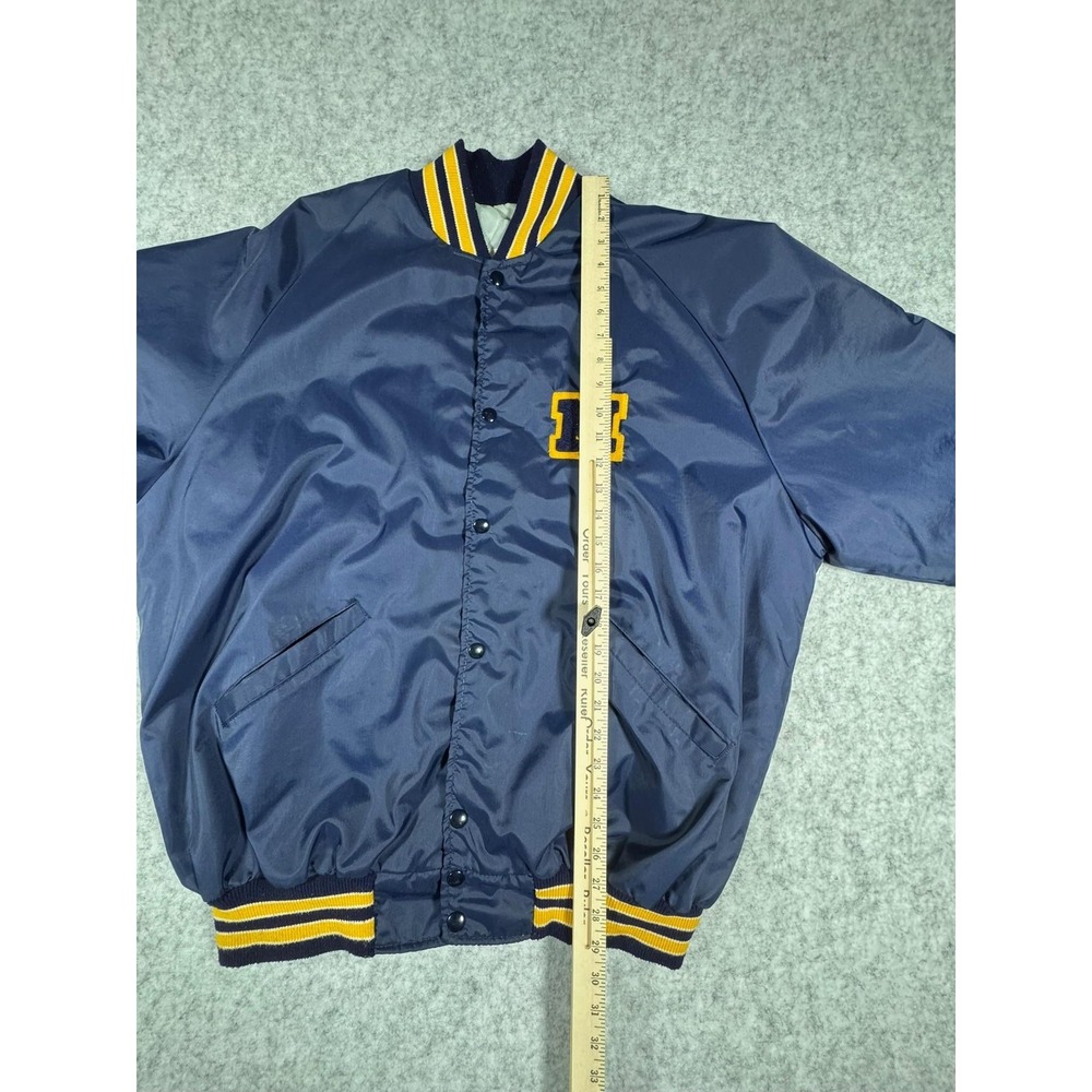 Vintage Michigan Wolverines Jacket Mens 2XL Blue DeLONG Nylon Varsity Snap USA - Picture 6 of 8